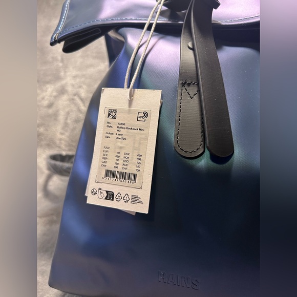 RAINS Rolltop Rucksack Mini in Shore Blue - Picture 5 of 11